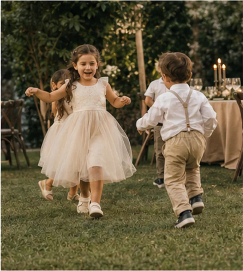 Children playing together at the wedding reception